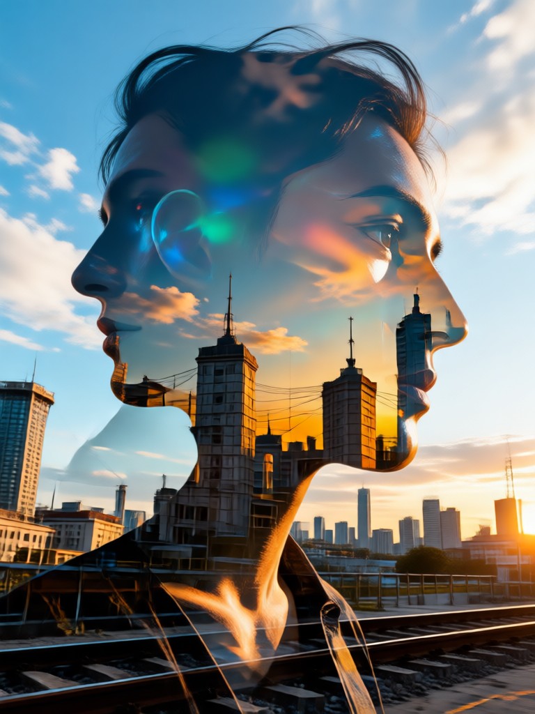 Cityscape double exposure photo effect