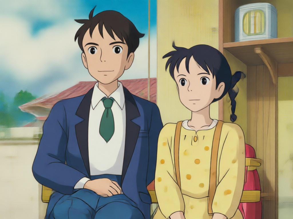 Various couple photos transformed into Ghibli style portraits