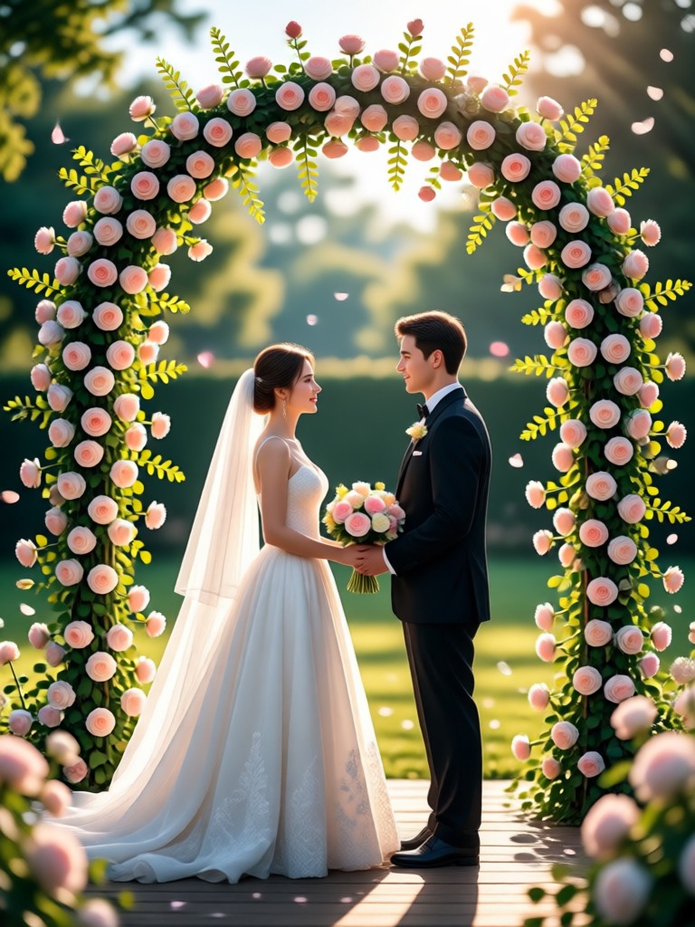 AI boho chic wedding portrait with florals