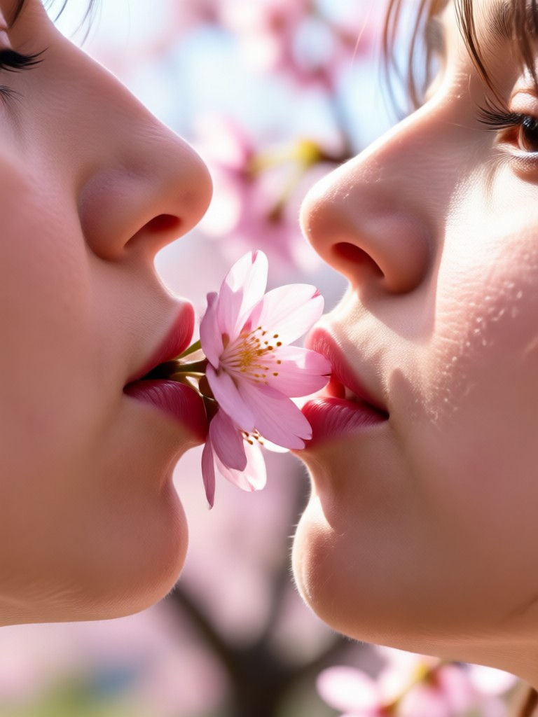 Petals falling on close up portrait