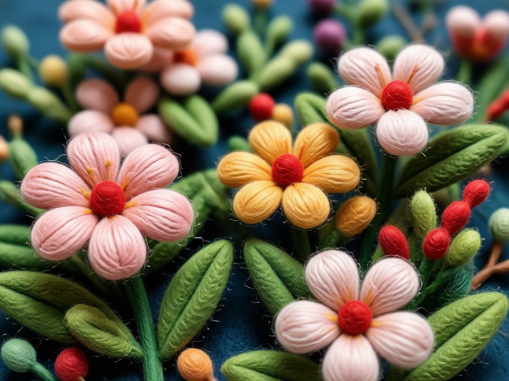 Close-up detail showing realistic AI-generated felt wool texture and stitching