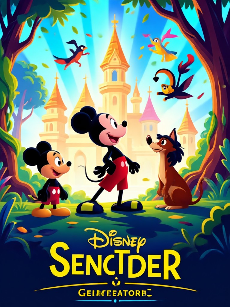Couple photo as romantic Disney animation poster