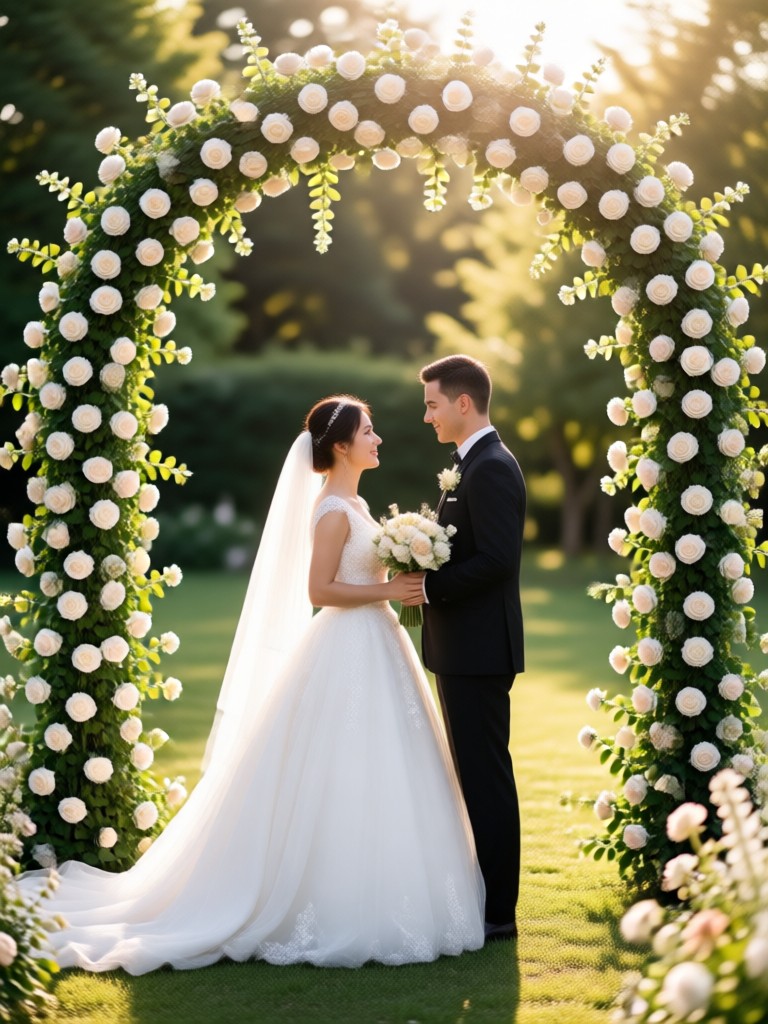 AI romantic sunset beach wedding photo