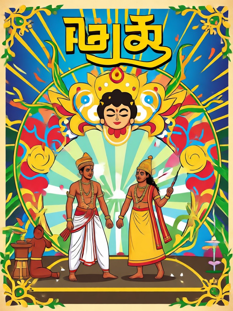 AI generated Onam poster with floral design and Pookalam