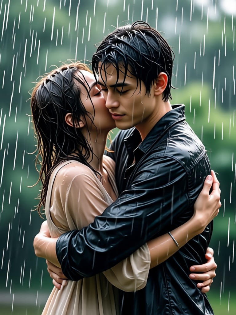 Create two photos rainy hug animation on phone