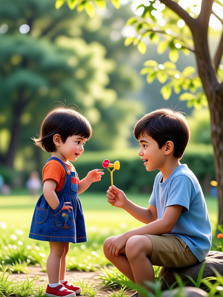 बच्चे का अपने छोटे स्वयं को उपहार देता एआई वीडियो