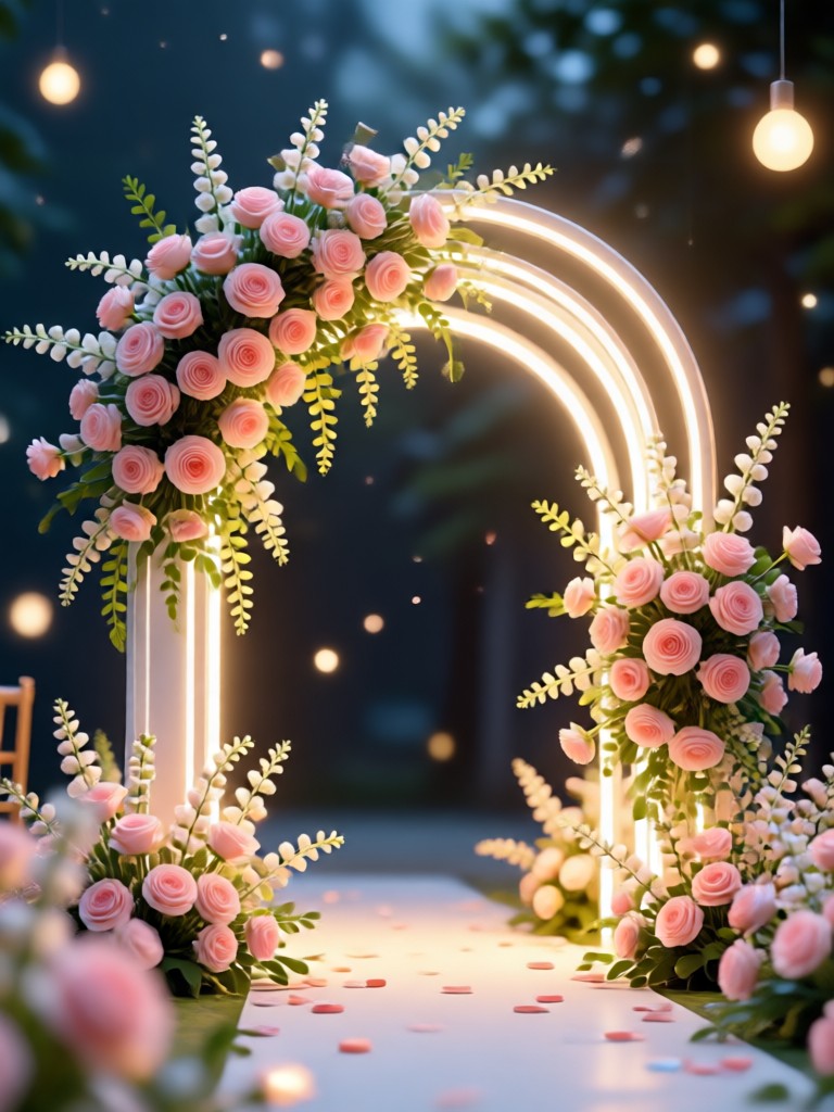 Outdoor barn wedding lighting and drapery