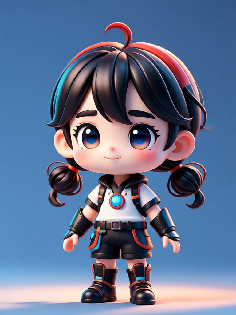 Gruppe von 3D-Chibi-Freunden in verschiedenen Styles