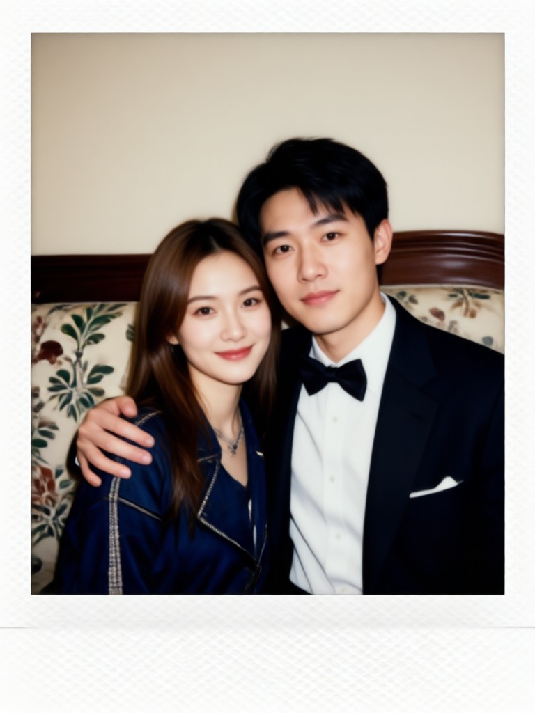 폴라로이드 스타일 골든아워 커플 사진