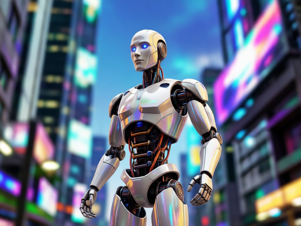 Photo enhanced with glowing AI particle effects and data streams