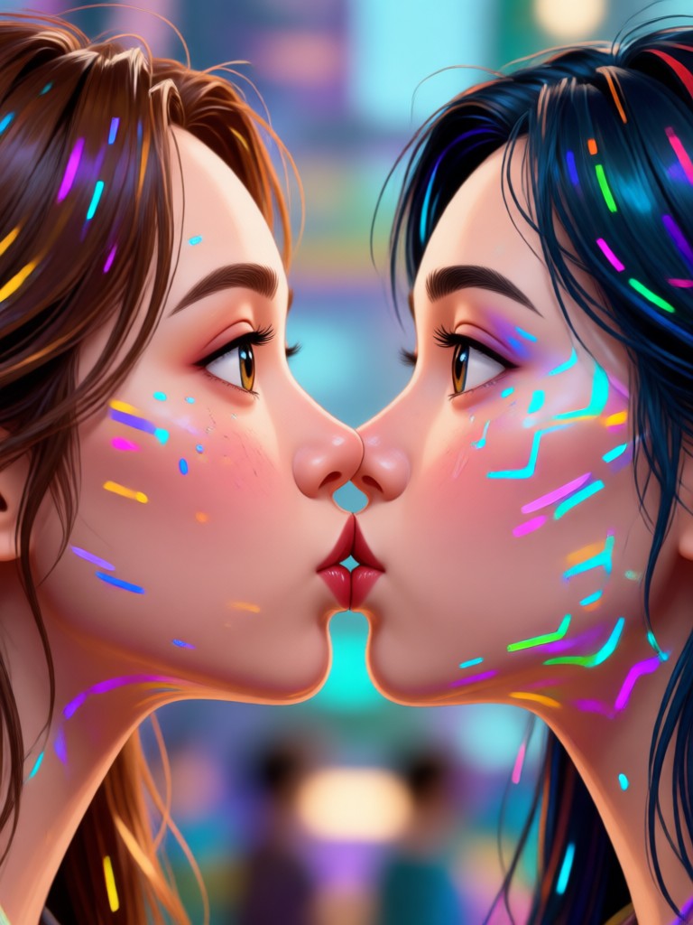 3D clay art style kissing animation