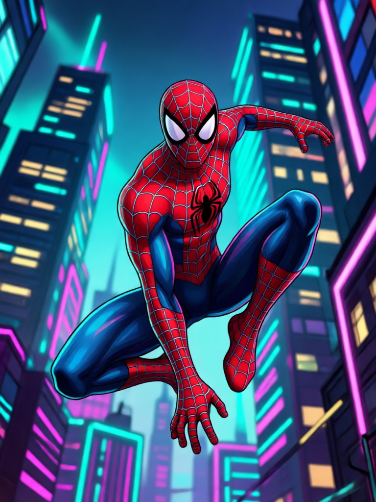 Comic book Spider Man AI generation example