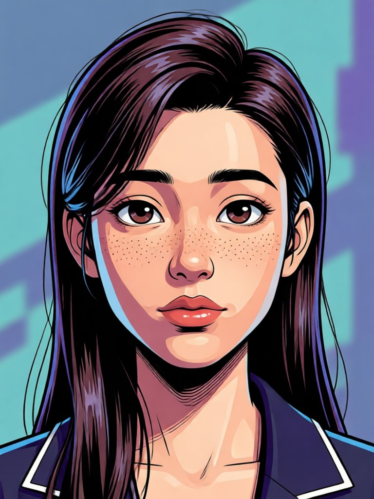 Noir style black and white 3D comic portrait