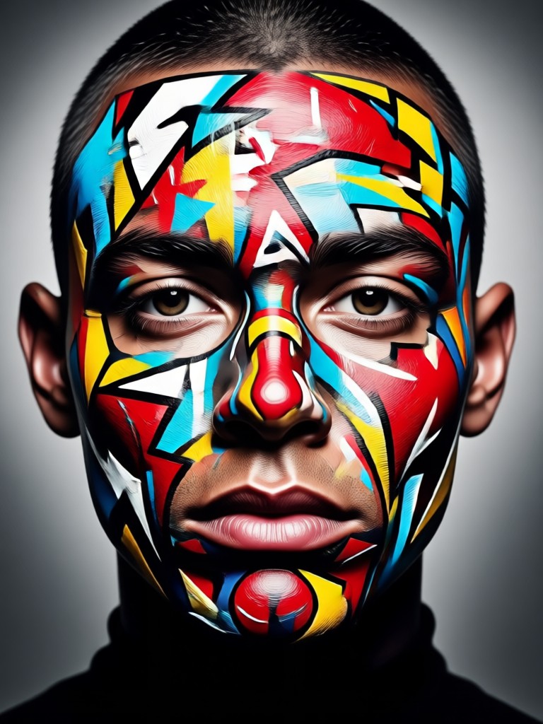 Dramatic red black AI portrait with cinematic lighting