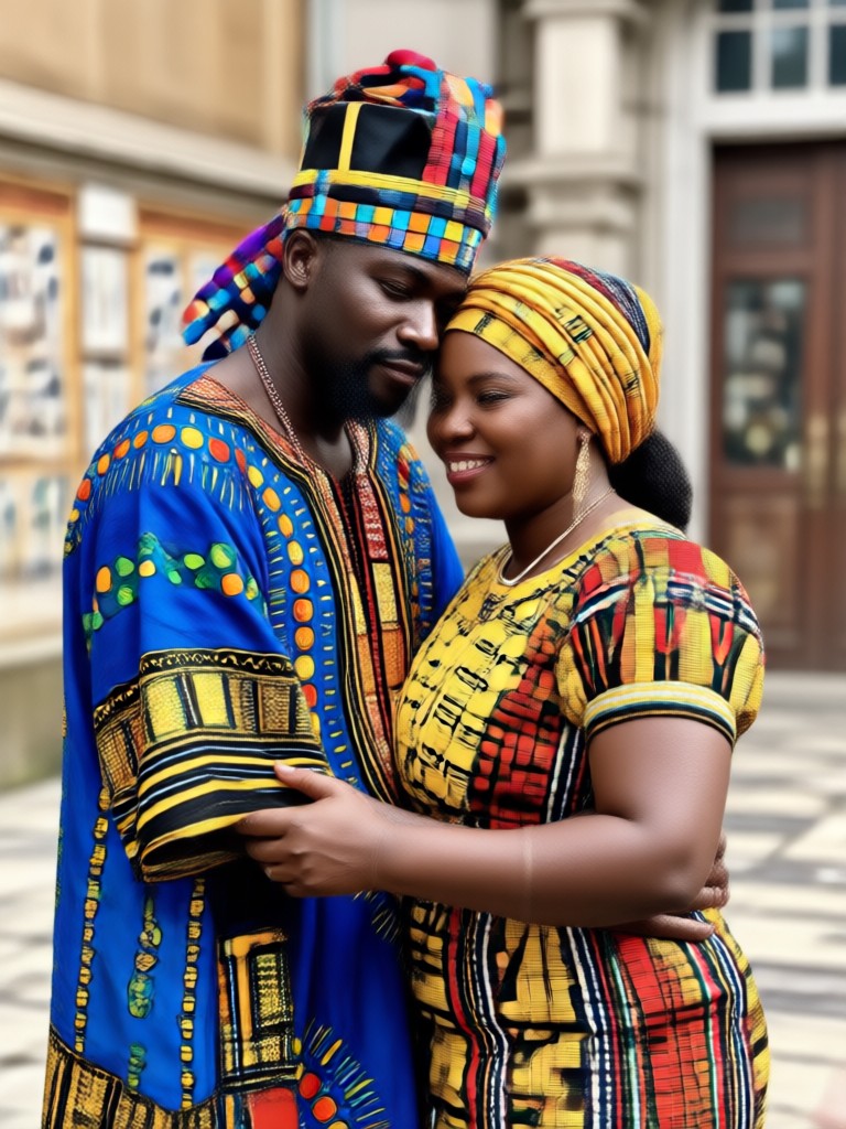 East African couple in Kitenge prints AI portrait