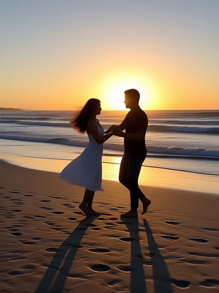 Playful barefoot dance in shallow water