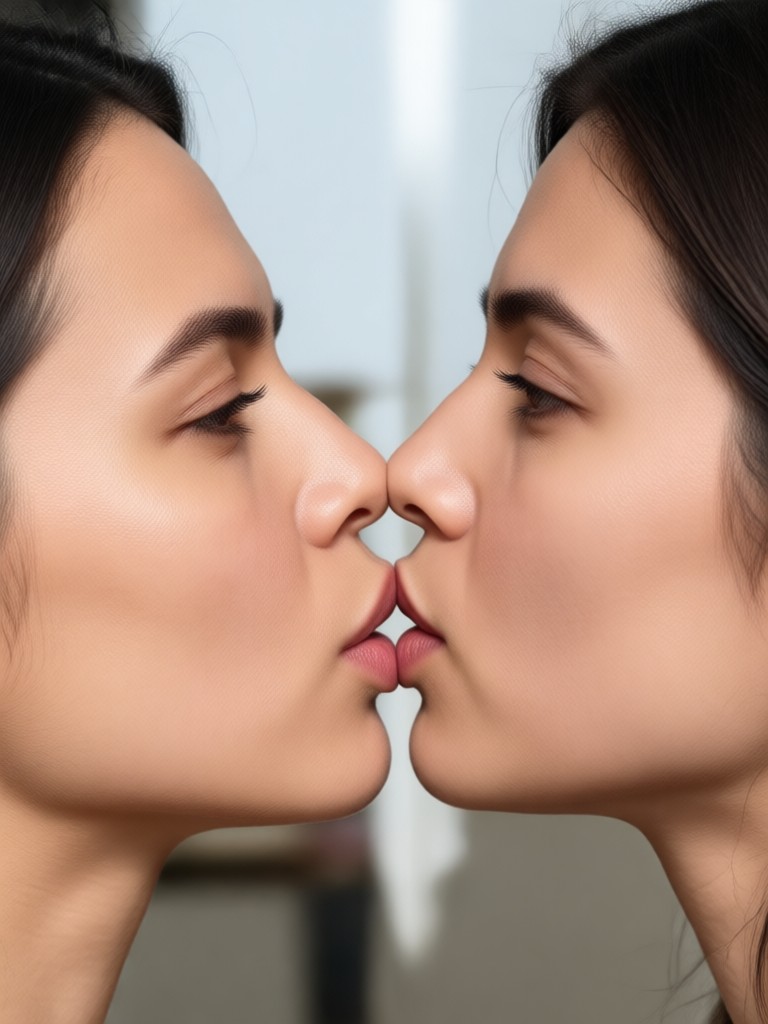 きらめくエフェクト付きシネマティックなAIキス