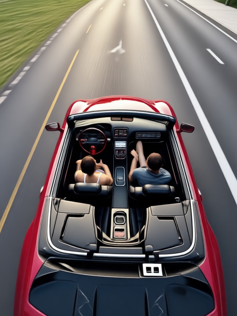 Beso en un día lluvioso en convertible generado por IA