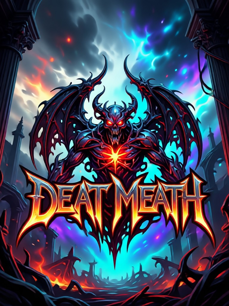 Logo featuring a monstrous creature integrated into the band name lettering