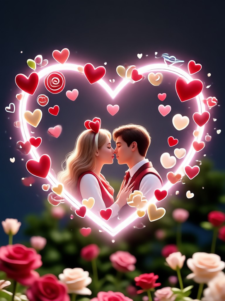 Phone screen showing the zikzik app creating a Valentine kiss video