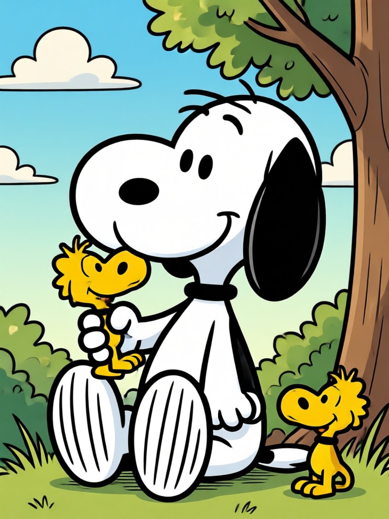 Cartoonisiertes Selfie mit Peanuts-Filter
