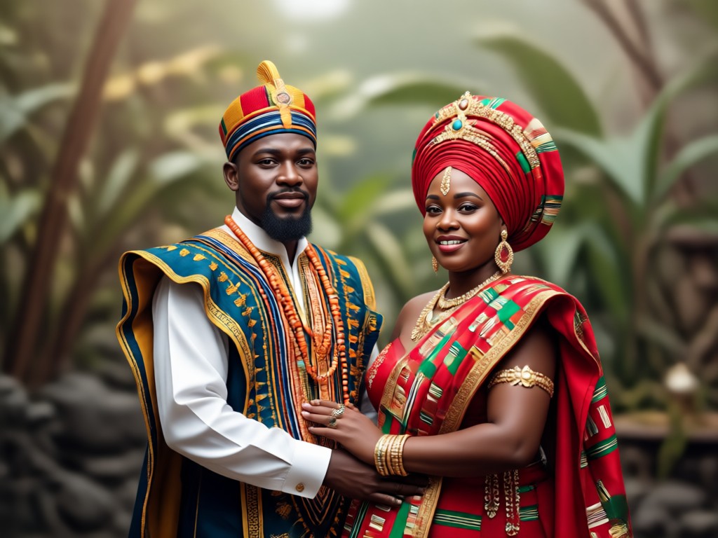 Criação de retrato de casal tradicional africano