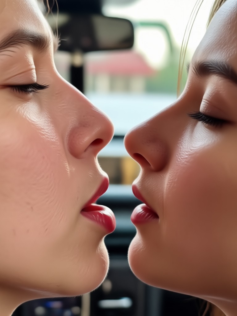 AI generated vintage car kiss scene