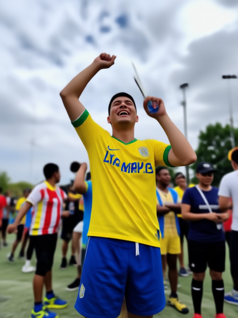Japan fan with samurai inspired football gear