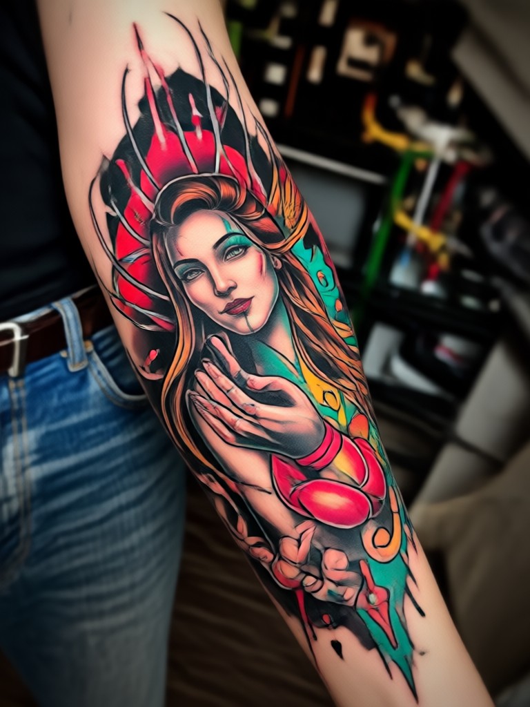 Full back piece tattoo concept with phoenix