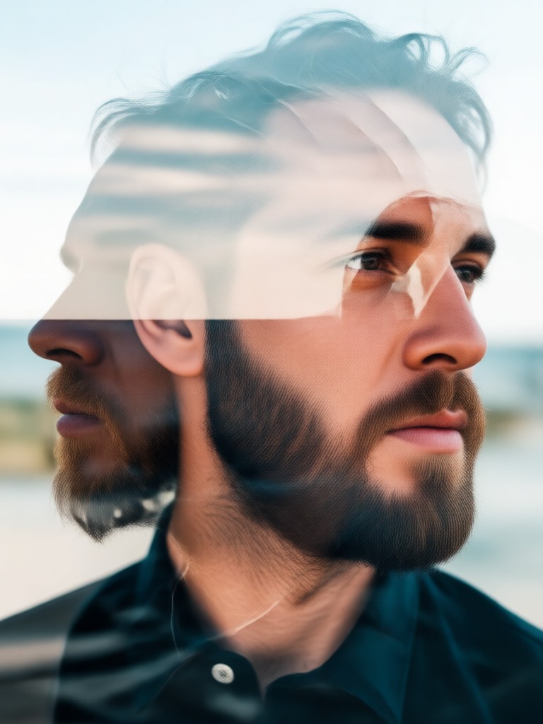 Portrait blended with abstract paint splashes