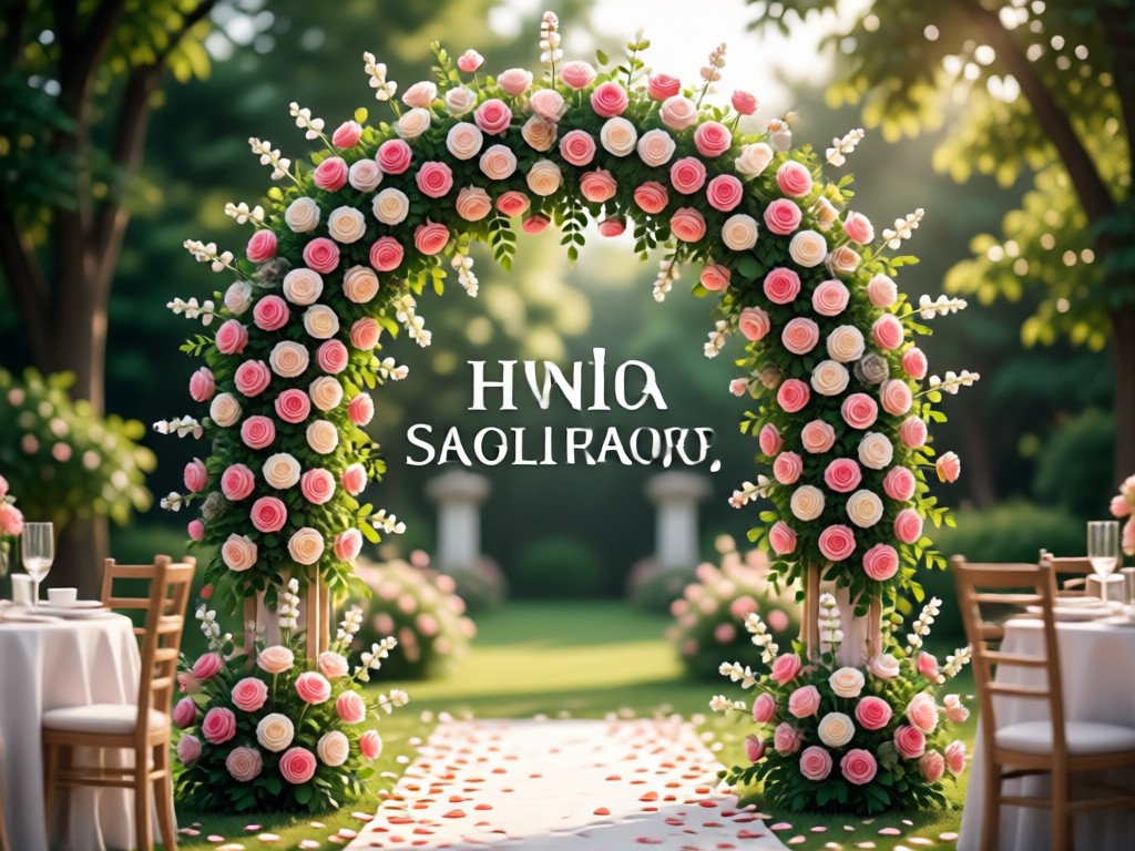 AI generated personalized wedding centerpiece and signage