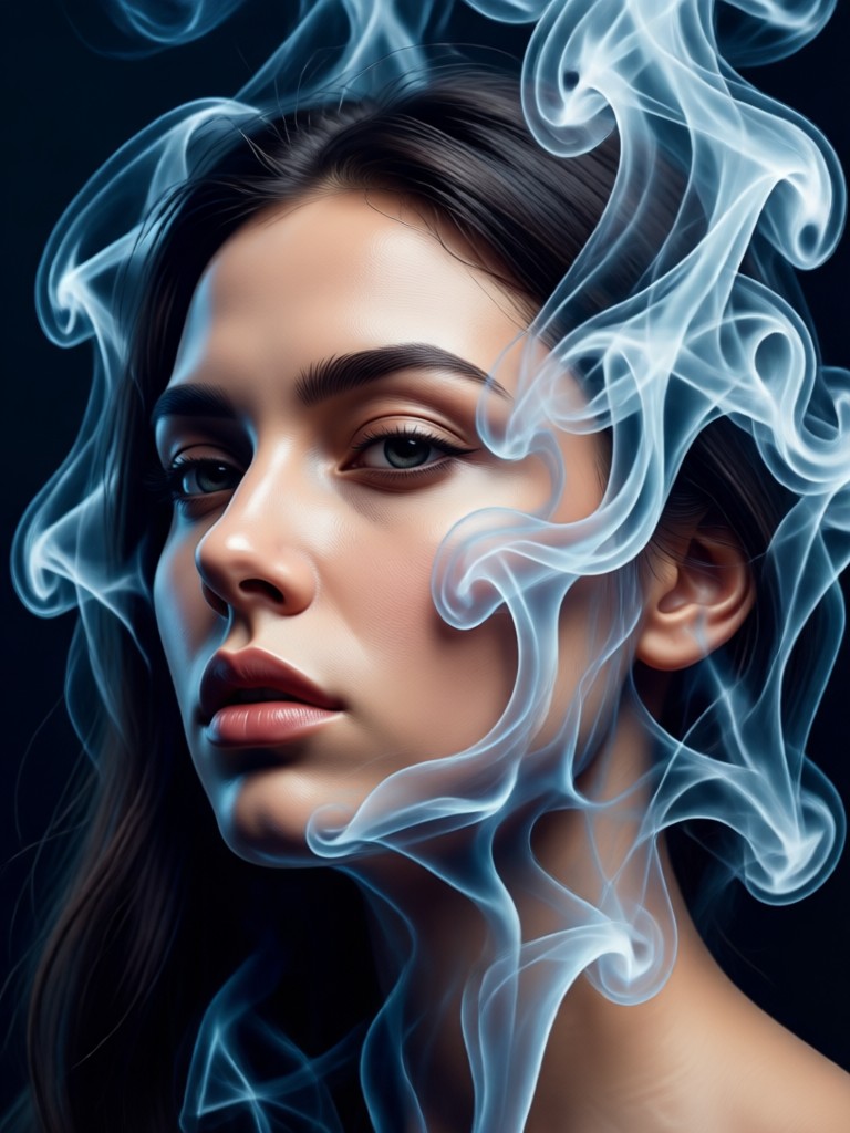 Mobile app interface for smoke portrait generator