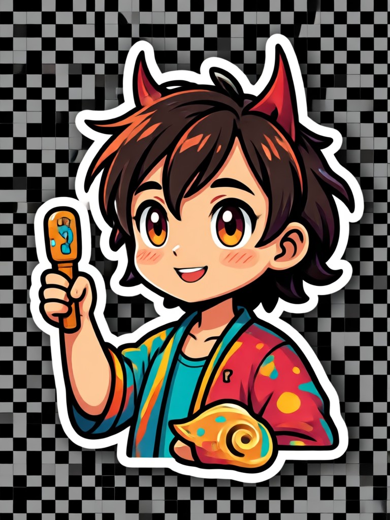 Mobile phone showing AI sticker maker app interface