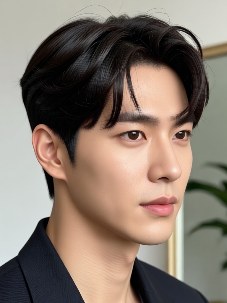 Medium length wavy Korean hairstyle