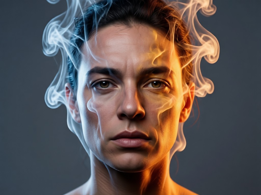 Comparison showing a standard portrait next to a cinematic smoke portrait