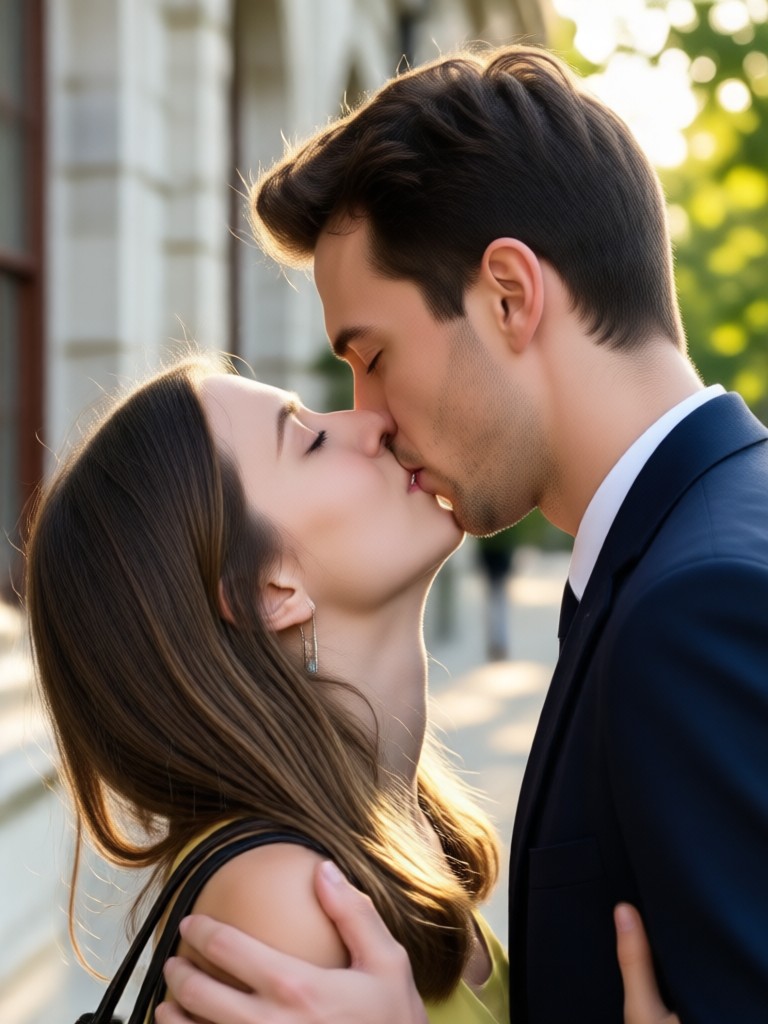 Foto grupal en la playa con efecto de beso con IA