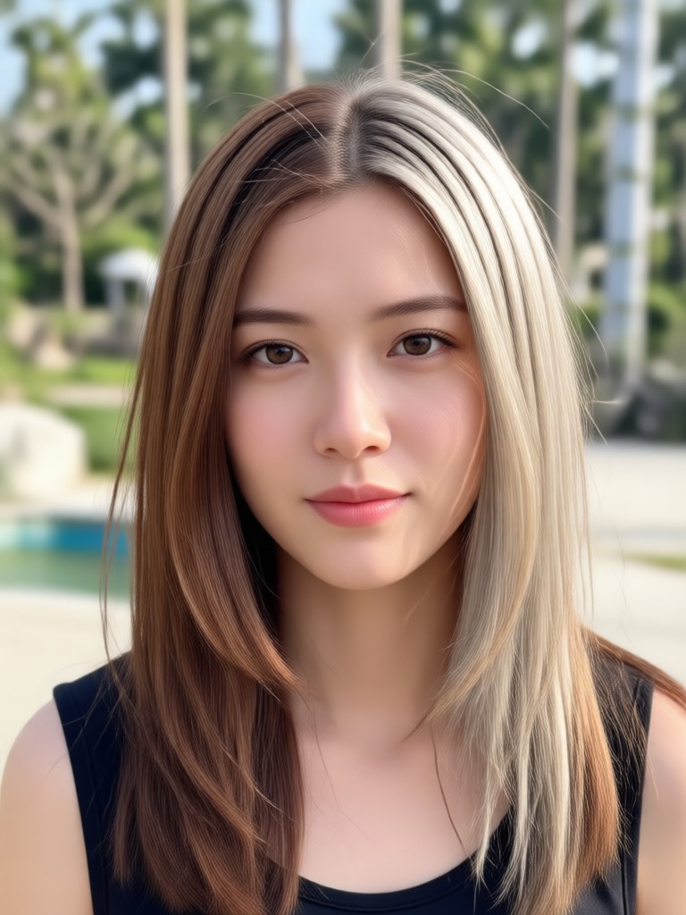 AI hair color change to neon green fashion color