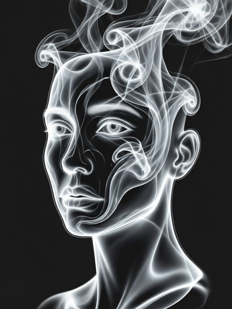 Mobile phone showing the dradra app creating a smoke portrait