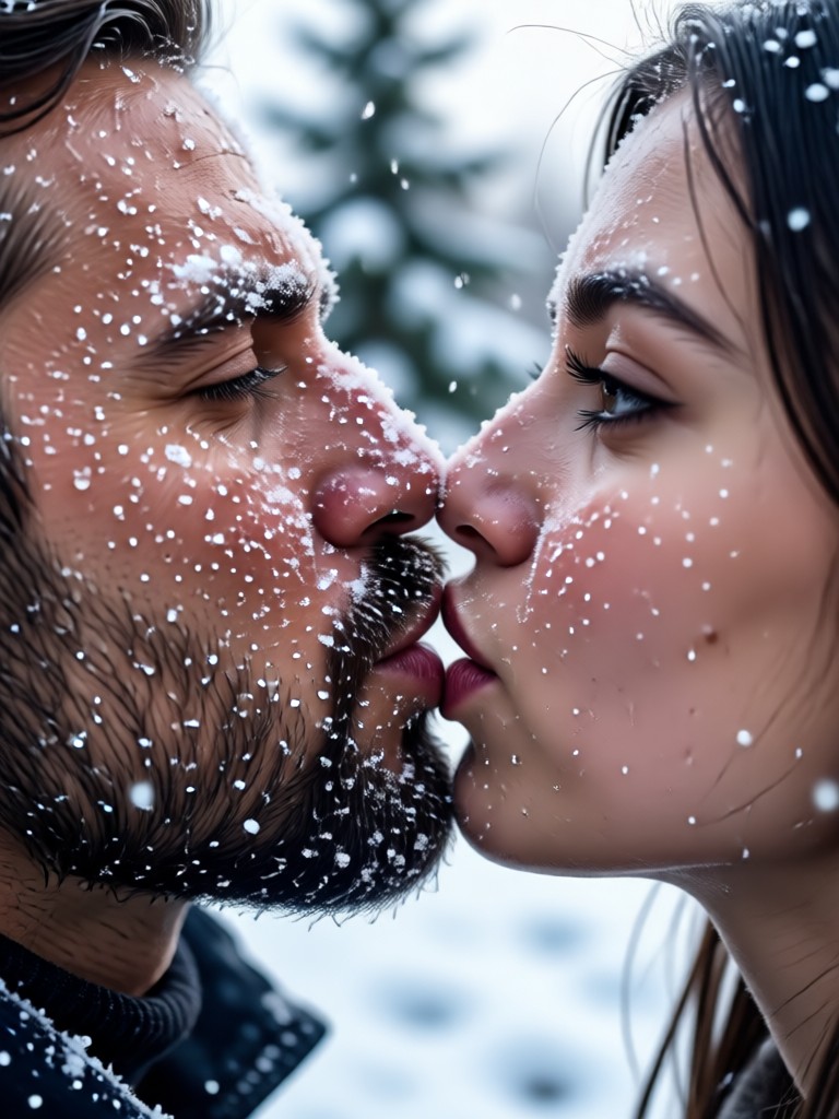 AI generated cozy fireplace kiss video