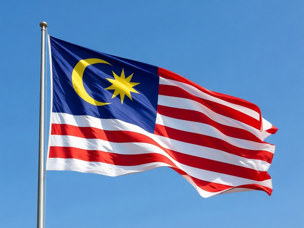 Integrasi bendera Malaysia yang realistis pada potret
