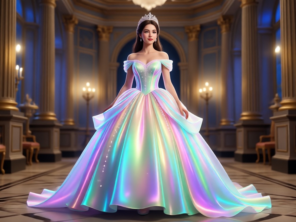 AI simulated realistic princess gown fabric and physics