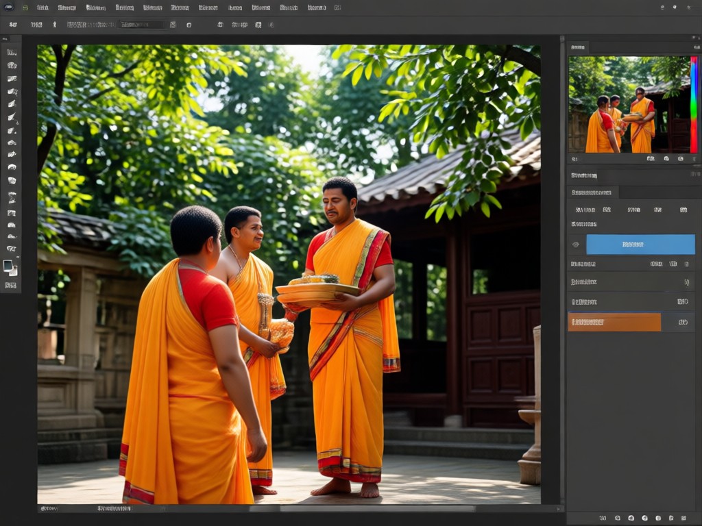 Comparison showing basic filter vs AI Onam edit