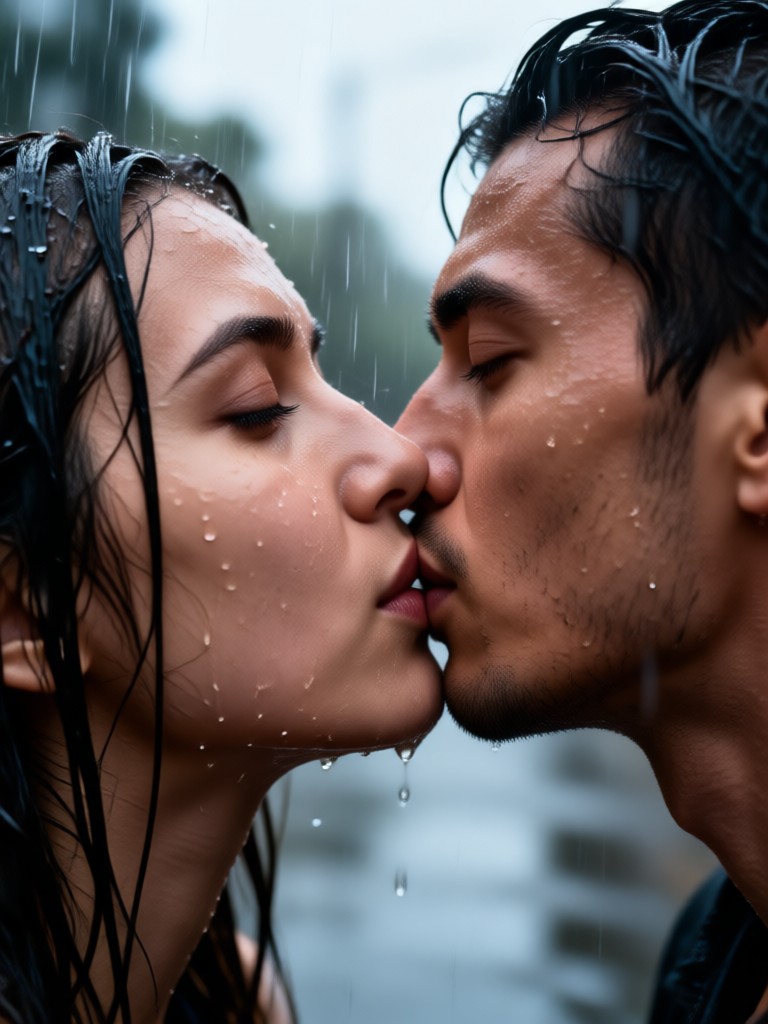 AI kiss video maker result with soft focus