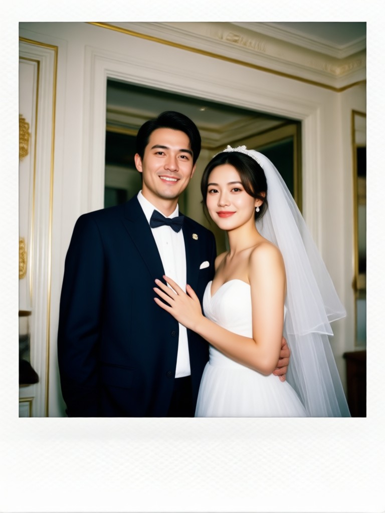 Minimalist couple silhouette Polaroid