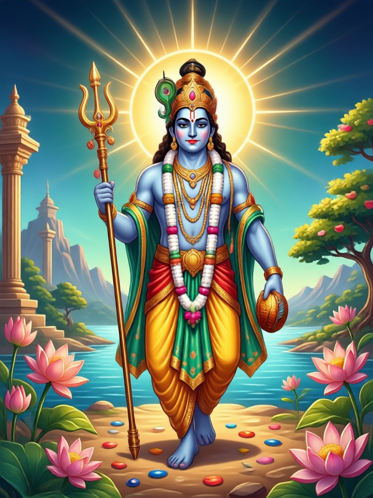 Krishna with Sudama in humble setting AI painting