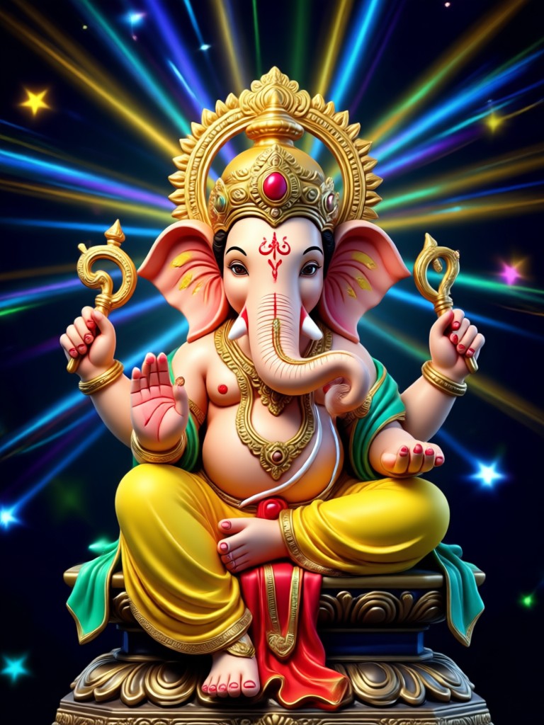 Traditional idol with animated trunk movement