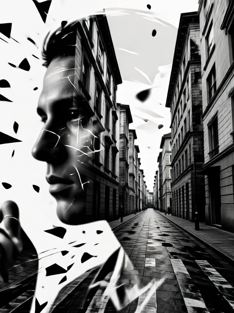 minimalist double exposure geometric shapes