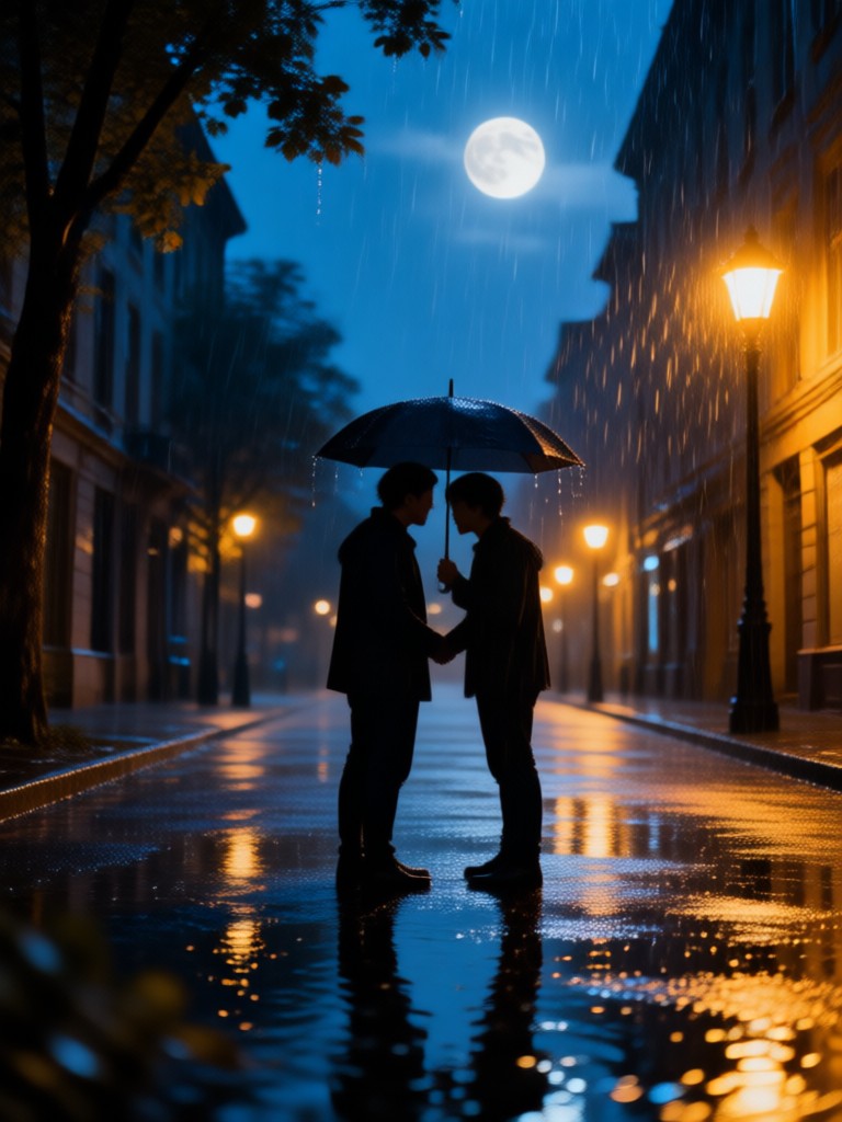 Mobile phone displaying the beyo app creating a rainy night kiss video