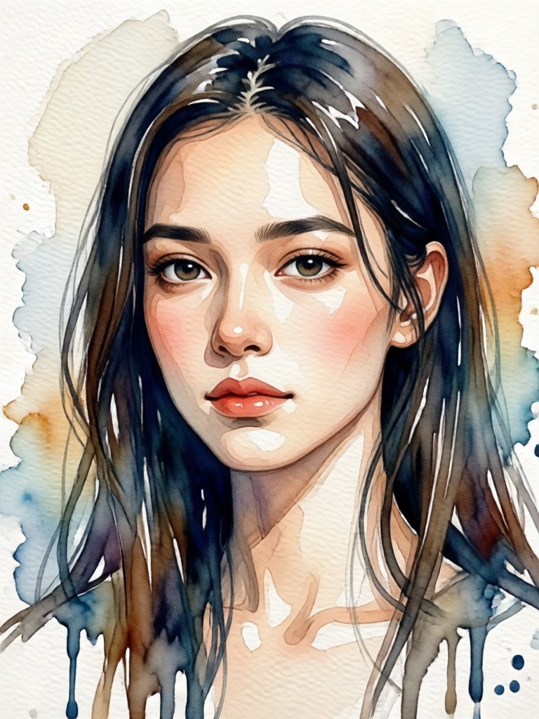 Child portrait with playful watercolor colors