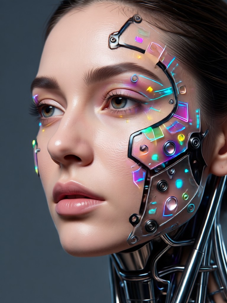 Cyberpunk style AI beauty portrait